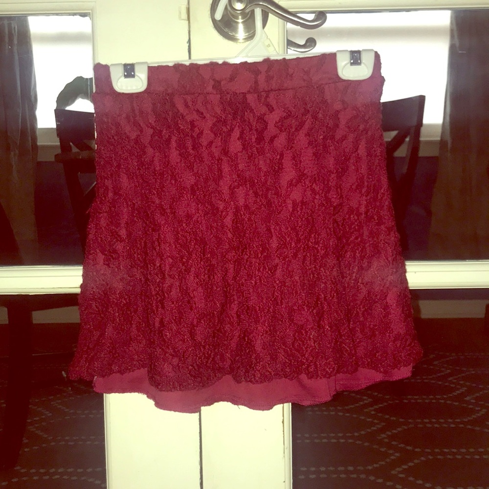 Charlotte Russe Lacy Red Mini Skirt